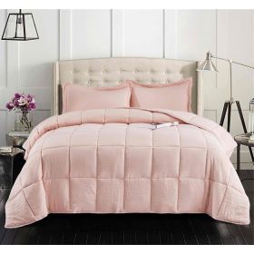 Microfiber Reversible Comforter Set (Color: Pink, size: Queen)