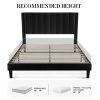 Velvet Upholstered Platform Bed Frame with Headboard