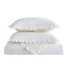 Ivory White Velvet Microfiber Polyester Reversible 3-Piece Quilt Set