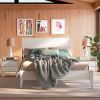 Rustic Mid Century Slatted Platform Bed