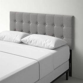 Modern Classic Style Button-Tufted Headboard with Upholstered Fabric (Color: Grey, size: Queen)
