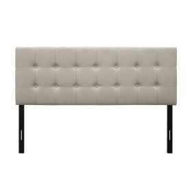 Button-Tufted Headboard with Upholstered Fabric (Color: Lt Grey/Taupe, size: Queen)