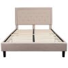 Upholstered Platform Bed Frame with Button Tufted Headboard