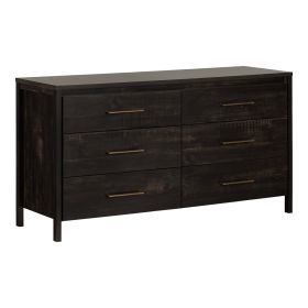 Modern 6 Drawer Double Dresser (Color: Java)