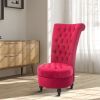 Tufted High Back Plush Velvet Upholstered Accent Low Profile Chair