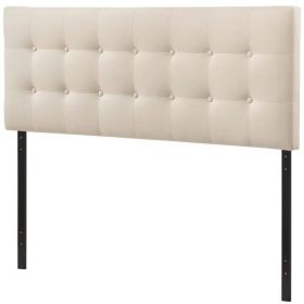 Modern Fabric Upholstered Button Tufted Headboard (Color: Ivory, size: Full)