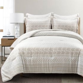 Scandinavian Chevron Beige Taupe 5 Piece Lightweight Comforter Set (size: King)