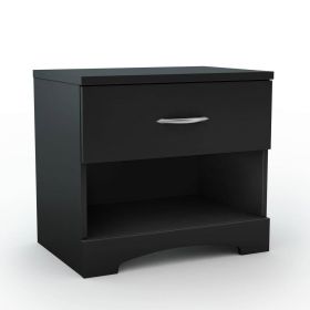 Modern 1 Drawer Nightstand End Side Table Storage (Color: Black)