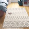 Hand Woven Wool Blend Grey Beige Ivory Persian Style Area Rug
