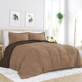Taupe Brown Microfiber Reversible Comforter Set (size: Twin/Twin Xl)