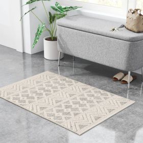 Hand Woven Wool Blend Grey Beige Ivory Persian Style Area Rug (size: 2-Ft. X 3-Ft.)