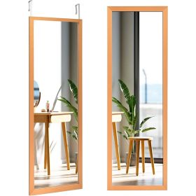 Full Length Bedroom Mirror with Over the Door or Wall Mounted Design (Color: Gold)