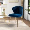 Velvet Upholstered Wingback Accent Side Chair w/ Gold Metal Legs