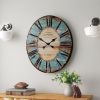 Oversized Distressed Paris Wood Wall Clock