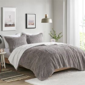 Soft Sherpa Faux Fur Comforter Set (Color: Grey, size: Twin/Twin Xl)