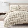 Soft Lightweight Puff Textured 2-Piece Comforter Set in Neutral Tan
