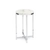 Round Cross Leg Design Coffee Side Table Nightstand with Faux Marble Top