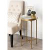 Gold Finish Metal Round Nightstand End Table with Removable Tray Top