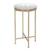 Gold Finish Metal Round Nightstand End Table with Removable Tray Top