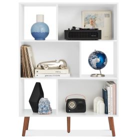 Mid Century Modern Style Bookcase Storage Shelving Unit (Color: White)
