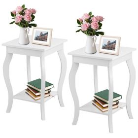 Stylish Nightstand/End Table in Wood Finish - Set of 2 (Color: White)