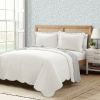 White Grey Scalloped Edge Reversible Thin Light Quilt Set