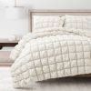 Soft Lightweight Puff Textured Comforter Set in Off White