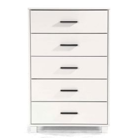 Modern Farmhouse Solid Wood 5 Drawer Bedroom Chest (Color: White)