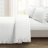 Lightweight White Ruffle Reversible Oversized 3 Piece Quilt Set