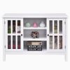 Wood Sofa Table Console Cabinet with Tempered Glass Panel Doors