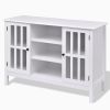 Wood Sofa Table Console Cabinet with Tempered Glass Panel Doors
