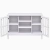 Wood Sofa Table Console Cabinet with Tempered Glass Panel Doors