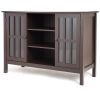 Wood Sofa Table Console Cabinet with Tempered Glass Panel Doors