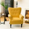 Retro Tufted Polyester Accent Chair with Stylish Espresso Wood Legs
