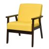 Retro Wide Accent Chair with Espresso Wood Frame