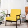 Retro Wide Accent Chair with Espresso Wood Frame