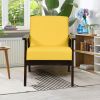 Retro Wide Accent Chair with Espresso Wood Frame