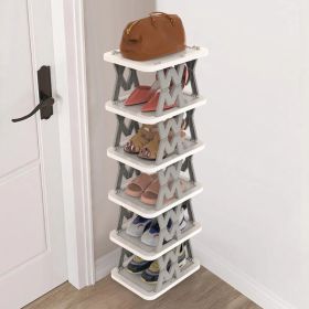 6 Tier Foldable Shoe Rack Vertical Shoe Organizer Narrow Shoe Rack For Small Spaces Space Saving Free Standing For Corner Entryway Hallway Bedroo (Option: Grey)