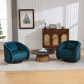 Swivel Accent Chair, 360 Degree Swivel Barrel Chair With Velvet Fabric Upholstery, Comfy Pumpkin Shaped Swivel Chair For Living Room, Bedroom, Or (Option: Teal)
