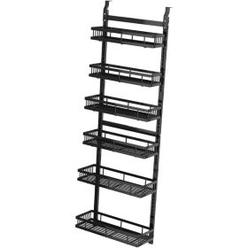 Behind-the-door Food Cabinet Storage Rack, Metal Hanging Spice Rack, Cabinet Door Storage Rack With Adjustable Basket, Kitchen Wall-mounted Spice (Option: 6 layers)