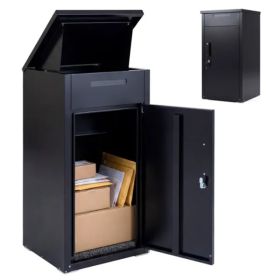 2-in-1 Lockable Mailbox & Package Delivery Box, Galvanized Steel For Outdoor Use (Black) (Option: defaulttitle)