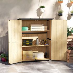 Wood Storage Shed, Outdoor Garden Shed With Asphalt Roof, 2 Shelves, Lockable Doors And Adjustable Feet, Natural (Option: Natural)