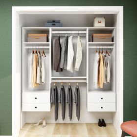 Livelylodge Modular Wardrobe Closet - Freestanding White Closet With Spacious Storage Shelves And Hanging Rods 70.86"W X 16.04"D X 70.86"H (Option: A2B3A2)