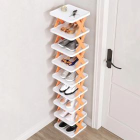 9Tier Narrow Entryway Shoe Rack Plastic Vertical Shoe Organizer Space Saving Free Standing Shoes Storage Shelf Closet Hallway (Option: Orange)