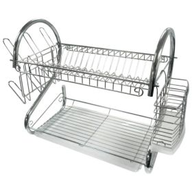 Better Chef 16  2-Level Chrome-Plated S-Shaped Dish Rack (Option: Silver)