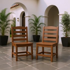 Brown  Armless Outdoor Chairs - HDPE Material Set Of 2 (Option: Brown)