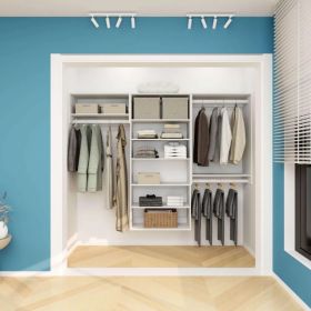 Livelylodge Modular Wardrobe Closet - Freestanding White Closet With Spacious Storage Shelves And Hanging Rods 70.86"W X 16.04"D X 70.86"H (Option: B2A4B3)