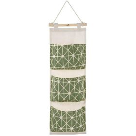 Wall Mounted Storage Bag Door Closet Hanging Storage Bag Organizer Waterproof 3 Pockets Pouch (Option: Green)