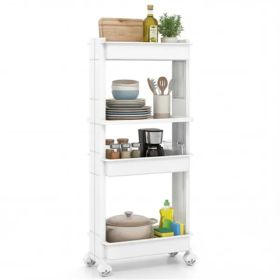 4-Tier DIY Rolling Storage Cart, 15.5 X 9 X 40.5 With Detachable Ventilated Trays For Kitchen & Bathroom (Option: defaulttitle)