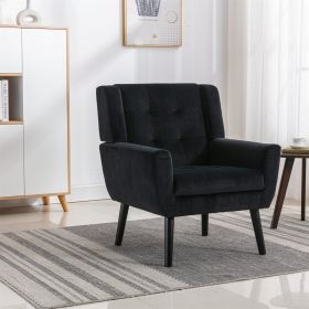 Modern Soft Black Velvet Ergonomic Accent Chair (Color: Black)